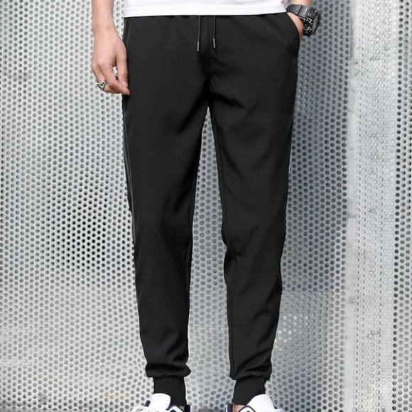 Preppy Black Men's Sweatpants - Picture 3 of 6